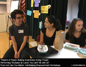 Photo of Theatre of Peace performing Exclusion at Lunch, as part of Act Like You Matter: Anti-Bullying Empowerment Workshops.