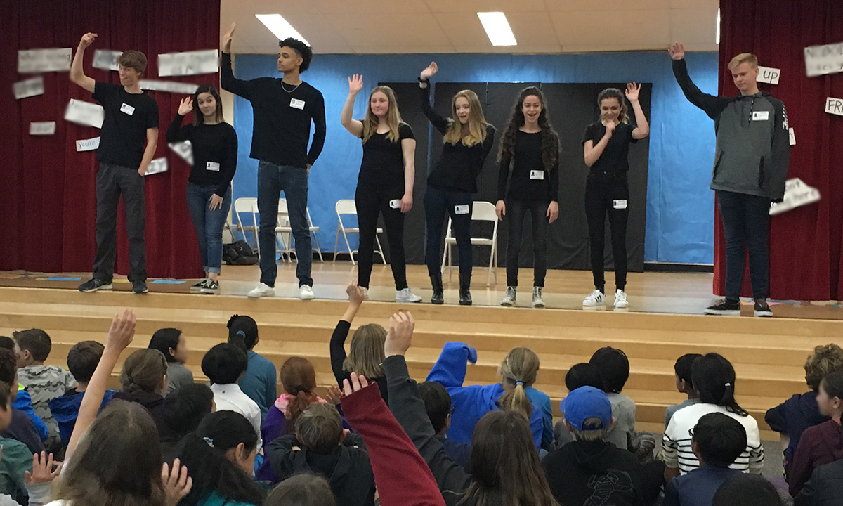 Photo of Theatre of Peace: Youth Anti-Bullying Acting Troupe performing "Act Like You Matter: Anti-Bullying Empowerment Assembly for Middle and High Schools." anti-bullying workshops for 7th-12th grades in san diego