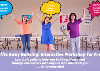 Image of characters from "Baffle Away Bullying! Interactive Workshop for K-3rd." Video on Demand will be available for Purchase 6/30/22!