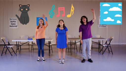 Image of characters from "Baffle Away Bullying! Interactive Workshop for K-3rd." Video available to schools and families at ActLikeYouMatter.org